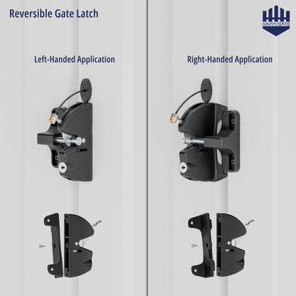 HAPPYGATE Key Lockable Two-Sided Gate Latch – 2-Way Outdoor Gate Lock with Spring-Loaded Pull Cord
