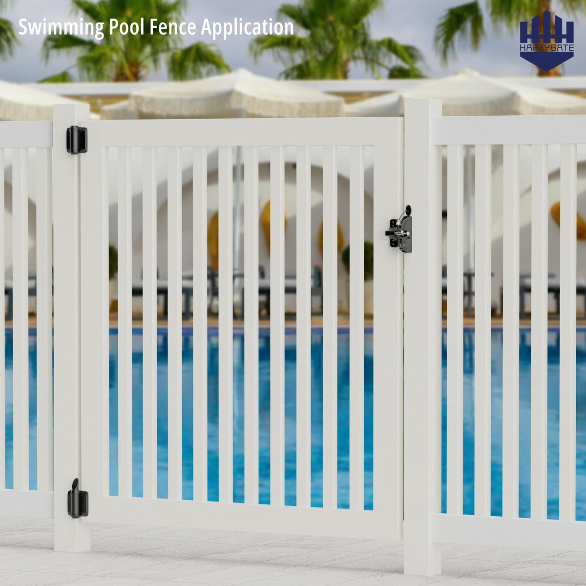 HAPPYGATE Key Lockable Two-Sided Gate Latch – 2-Way Outdoor Gate Lock with Spring-Loaded Pull Cord