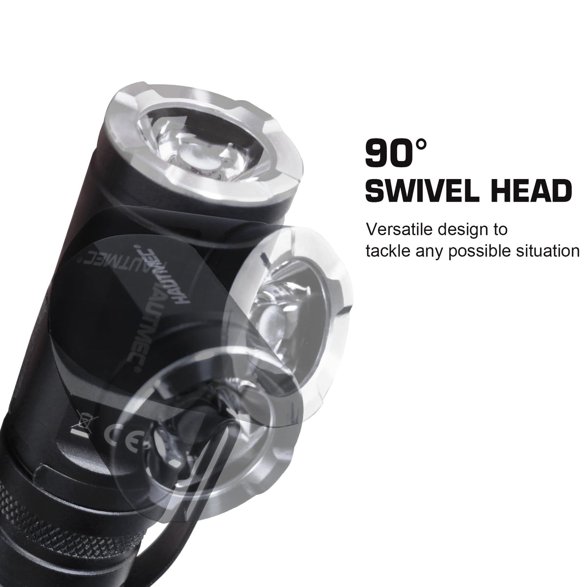 HAUTMEC 1400 Lumen Rechargeable Flashlight — 90° Swivel, 5 Modes, Magnetic Base, EDC