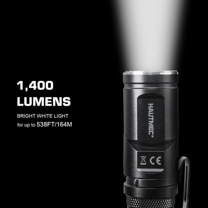 HAUTMEC 1400 Lumen Rechargeable Flashlight — 90° Swivel, 5 Modes, Magnetic Base, EDC