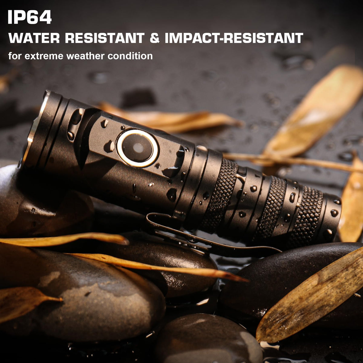 HAUTMEC 1400 Lumen Rechargeable Flashlight — 90° Swivel, 5 Modes, Magnetic Base, EDC