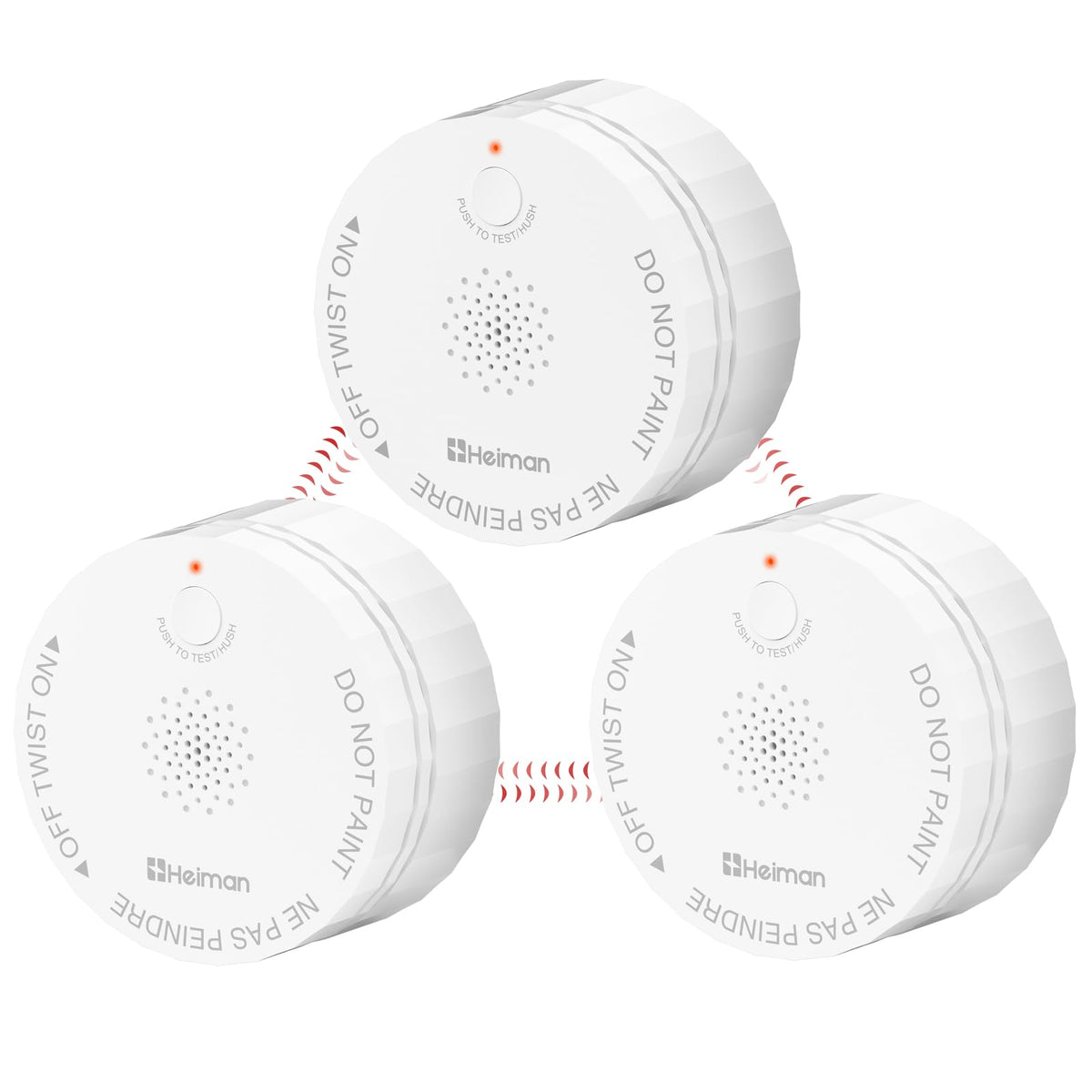 HEIMAN Smoke Detectors — Wireless Interconnected Photoelectric Alarms (3-Pack) UL 217 10th