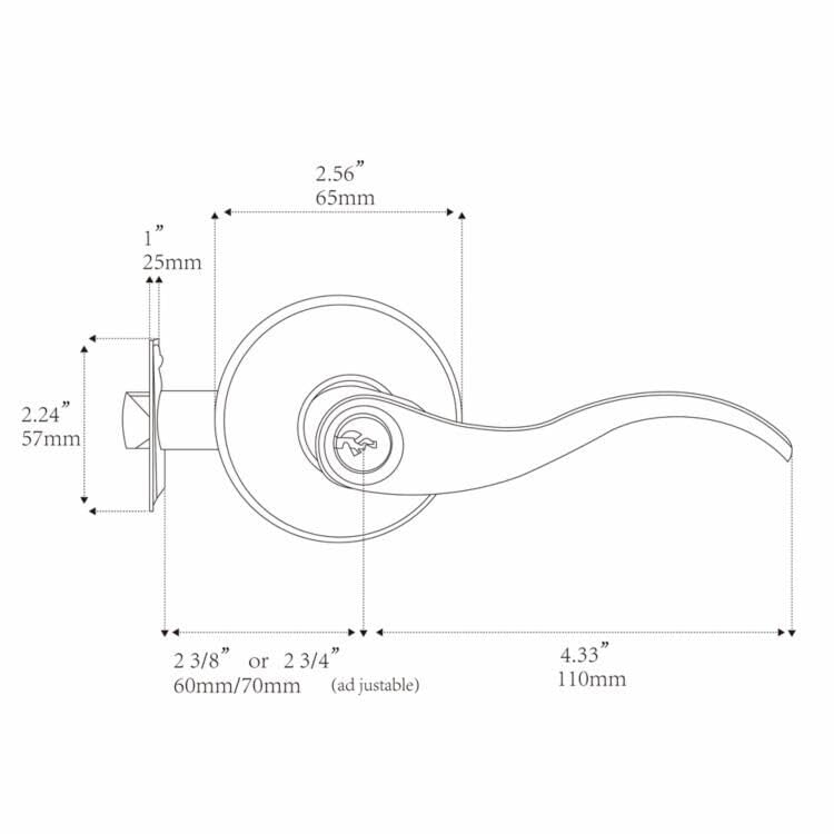 HENYIN Wave Lever Keyed Entry Door Lock 805SN-R – Right-Hand, Silver