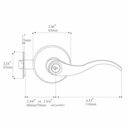 HENYIN Wave Lever Keyed Entry Door Lock 805SN-R – Right-Hand, Silver