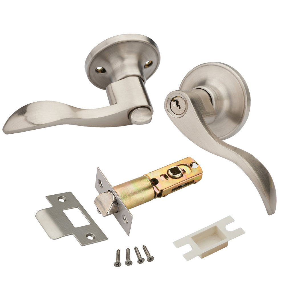HENYIN Wave Lever Keyed Entry Door Lock 805SN-R – Right-Hand, Silver