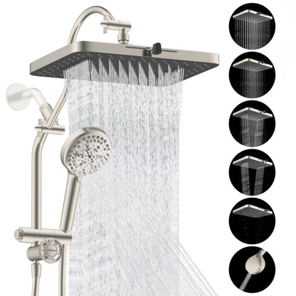 Hibbent cUPC 13-Inch Shower Head Combo — High-Pressure Rainfall + 10-Spray Handheld