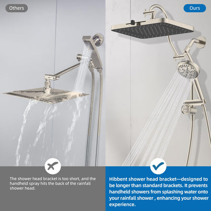 Hibbent cUPC 13-Inch Shower Head Combo — High-Pressure Rainfall + 10-Spray Handheld