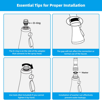 Hibbent Pull-Down Faucet Head Replacement — 3-Function Sprayer, 15 Adapters, NSF/cUPC Chrome