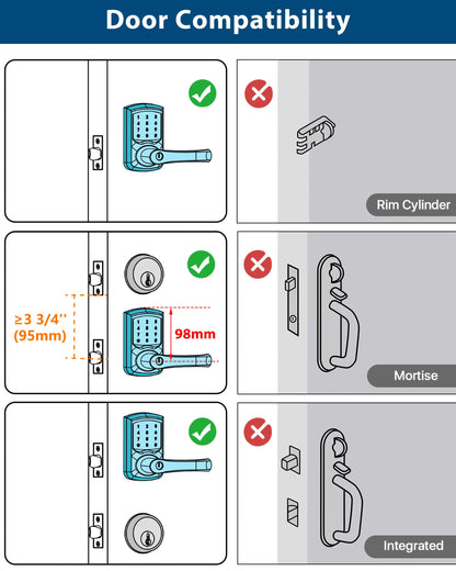HIDALIFE Keyless Entry Door Lock, Matte Black 2-Pack – Touchscreen Keypad, Anti-Peep Password, Auto-Lock