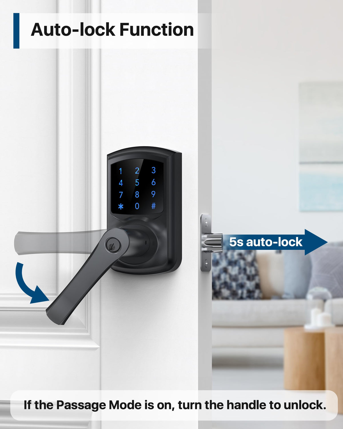 HIDALIFE Keyless Entry Door Lock, Matte Black 2-Pack – Touchscreen Keypad, Anti-Peep Password, Auto-Lock