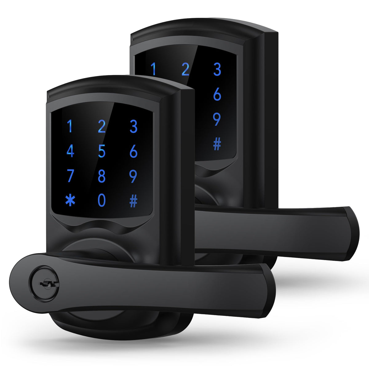 HIDALIFE Keyless Entry Door Lock, Matte Black 2-Pack – Touchscreen Keypad, Anti-Peep Password, Auto-Lock