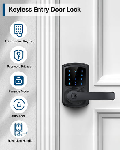 HIDALIFE Keyless Entry Door Lock, Matte Black 2-Pack – Touchscreen Keypad, Anti-Peep Password, Auto-Lock