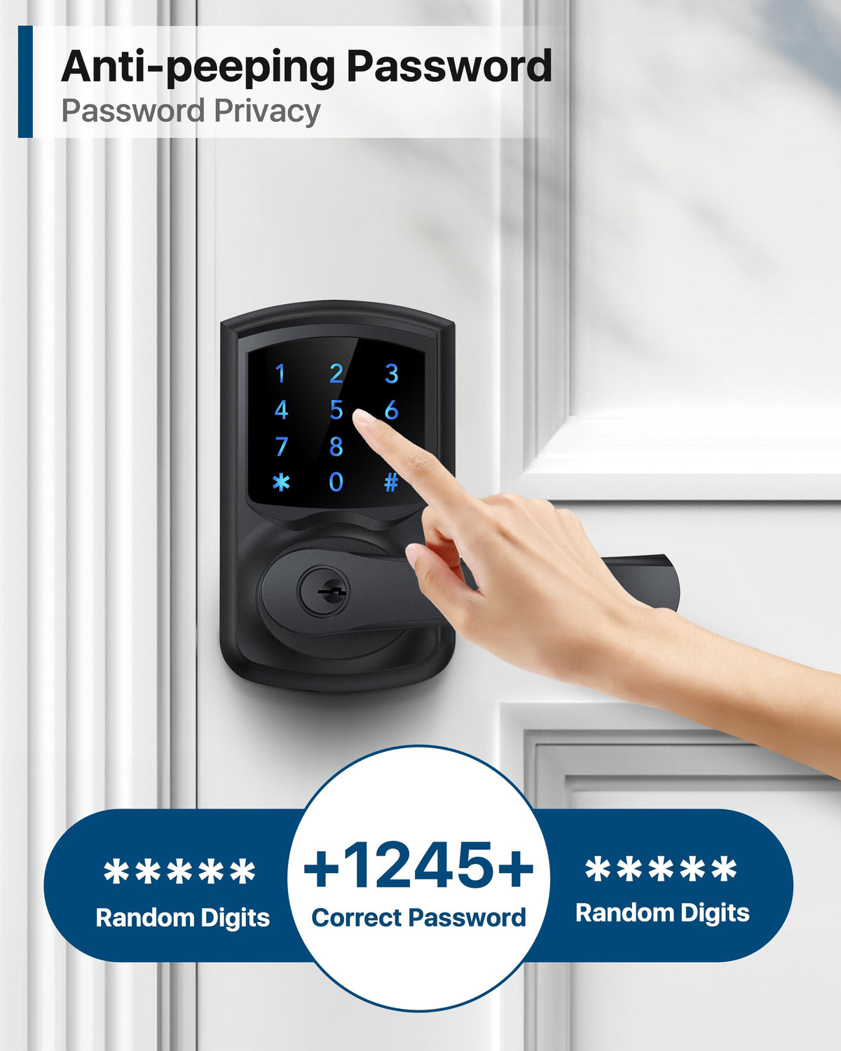 HIDALIFE Keyless Entry Door Lock, Matte Black 2-Pack – Touchscreen Keypad, Anti-Peep Password, Auto-Lock