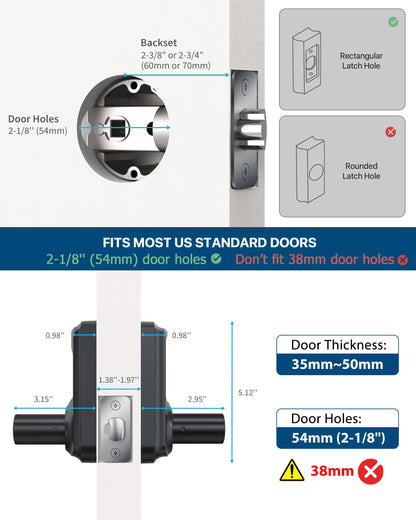 HIDALIFE Keyless Entry Door Lock, Matte Black 2-Pack – Touchscreen Keypad, Anti-Peep Password, Auto-Lock