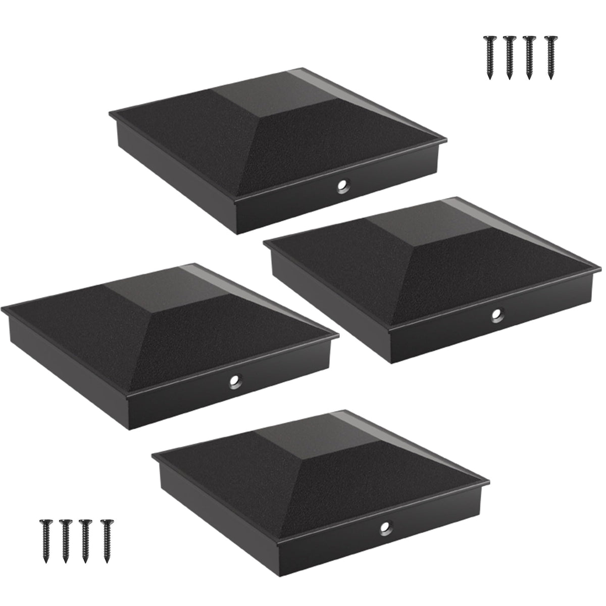 Hillmaster 6x6 Post Caps for Wood Fence Posts – Waterproof, UV-Proof, 4-Pack, Black