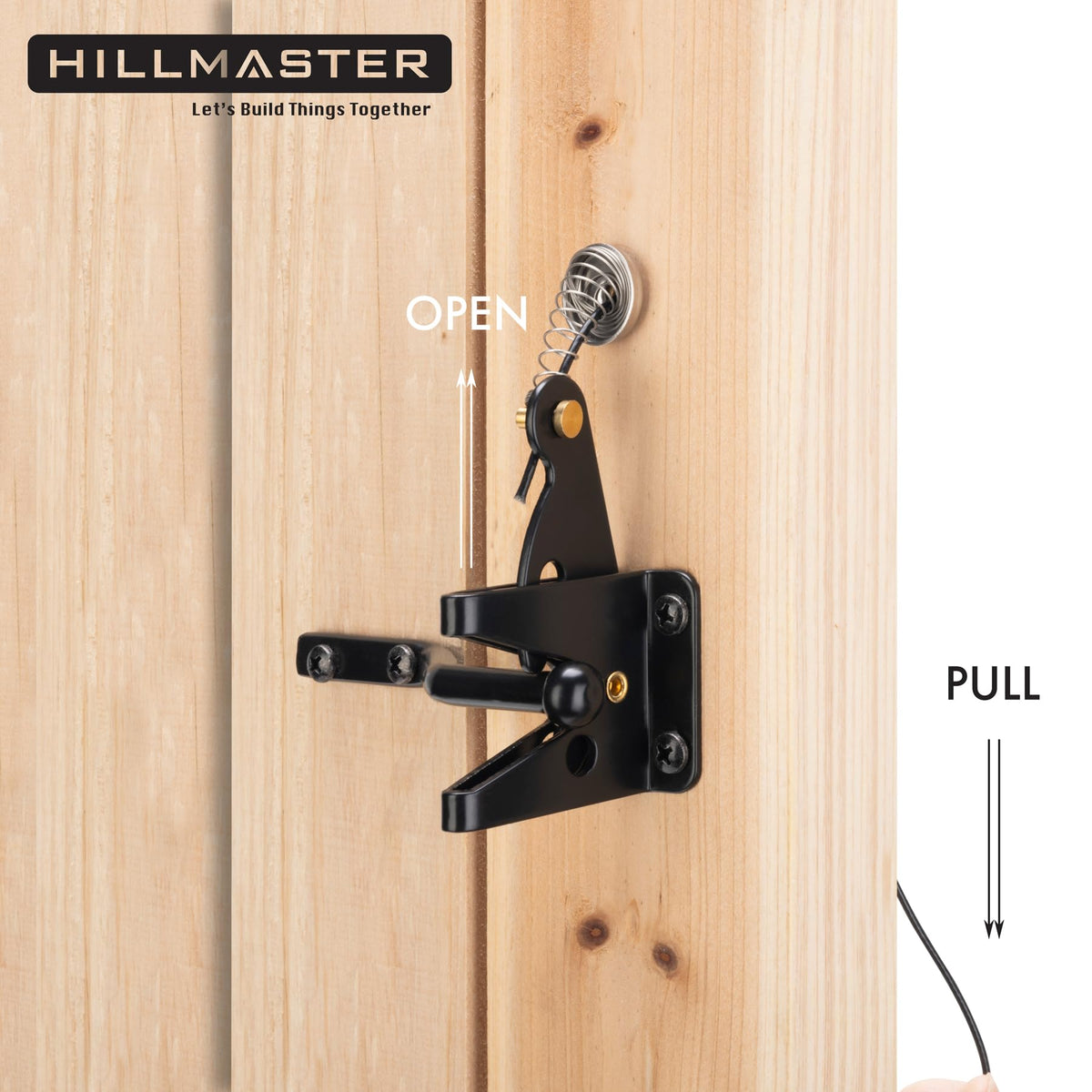 HILLMASTER 2 Pack Self-Locking Gate Latch – Heavy-Duty Wood Fence Gate Lock
