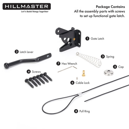 HILLMASTER 2 Pack Self-Locking Gate Latch – Heavy-Duty Wood Fence Gate Lock