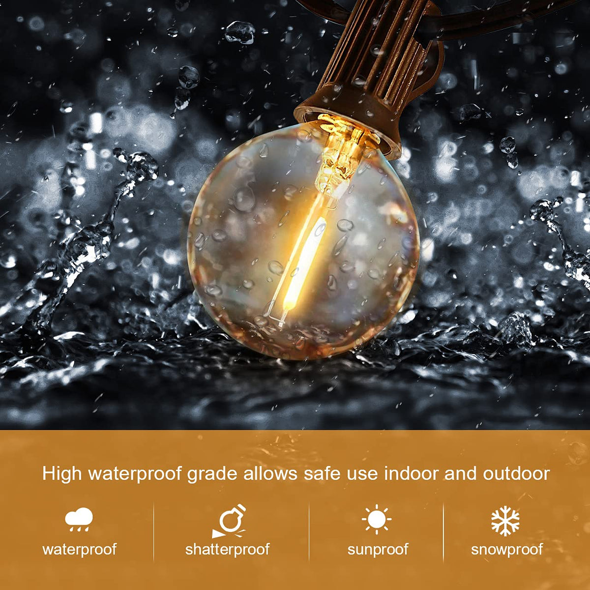 HISTAR LED String Lights Outdoor 30ft – 27 G40 Shatterproof Bulbs