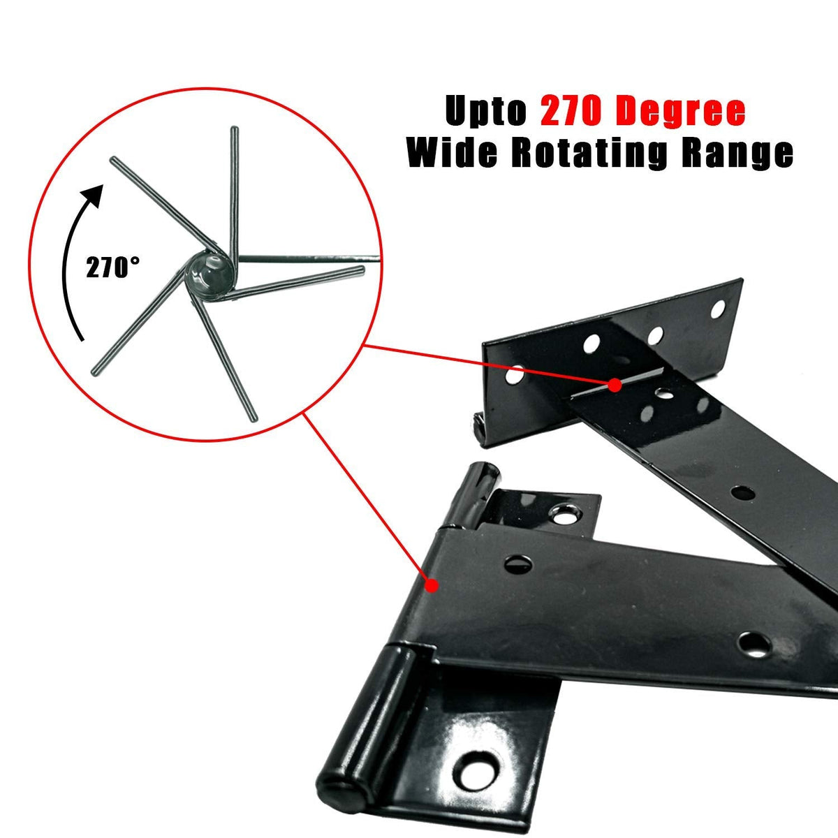 HLMOptimo Heavy Duty 4-inch T Hinge Set – Rustproof Black, 6 pcs