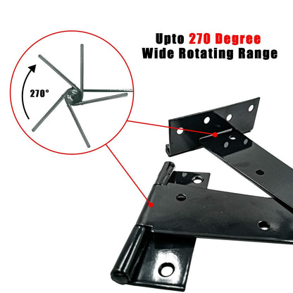 HLMOptimo Heavy Duty 4-inch T Hinge Set – Rustproof Black, 6 pcs