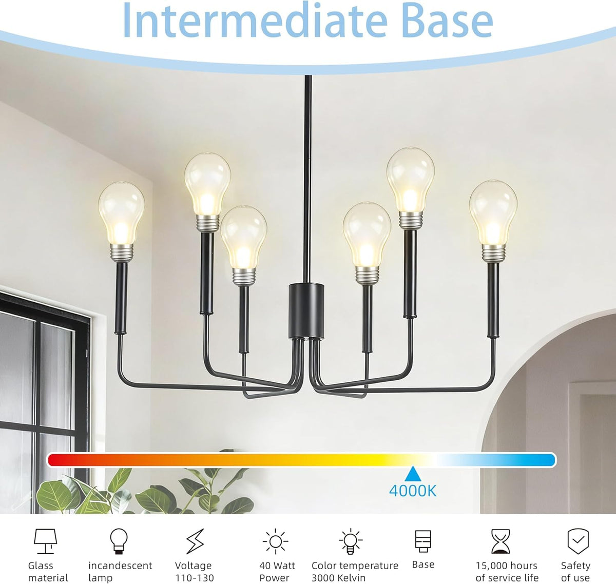 Hoimuv 40W A19 Frosted Rough Service Incandescent Bulbs — 4 Pack