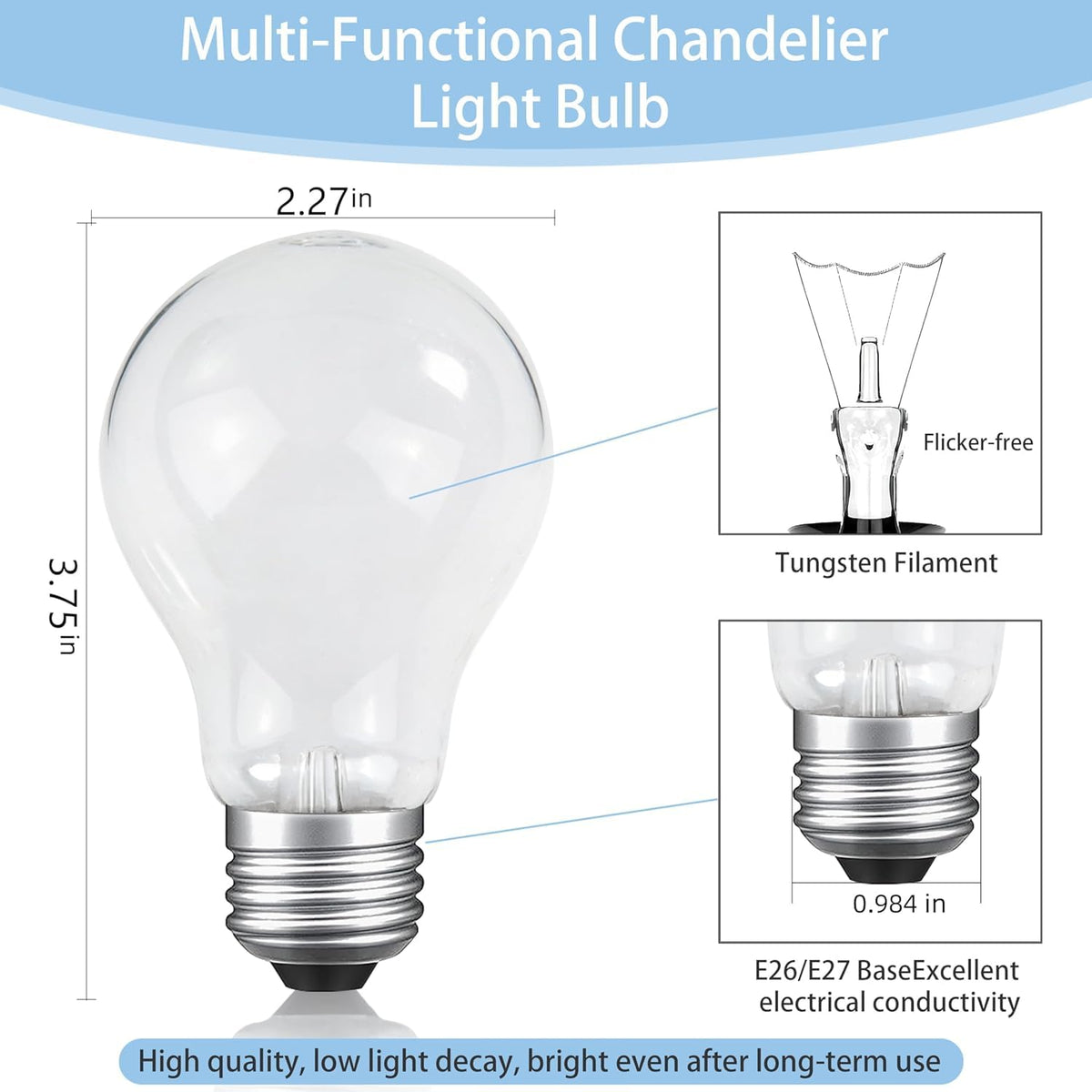 Hoimuv 40W A19 Frosted Rough Service Incandescent Bulbs — 4 Pack