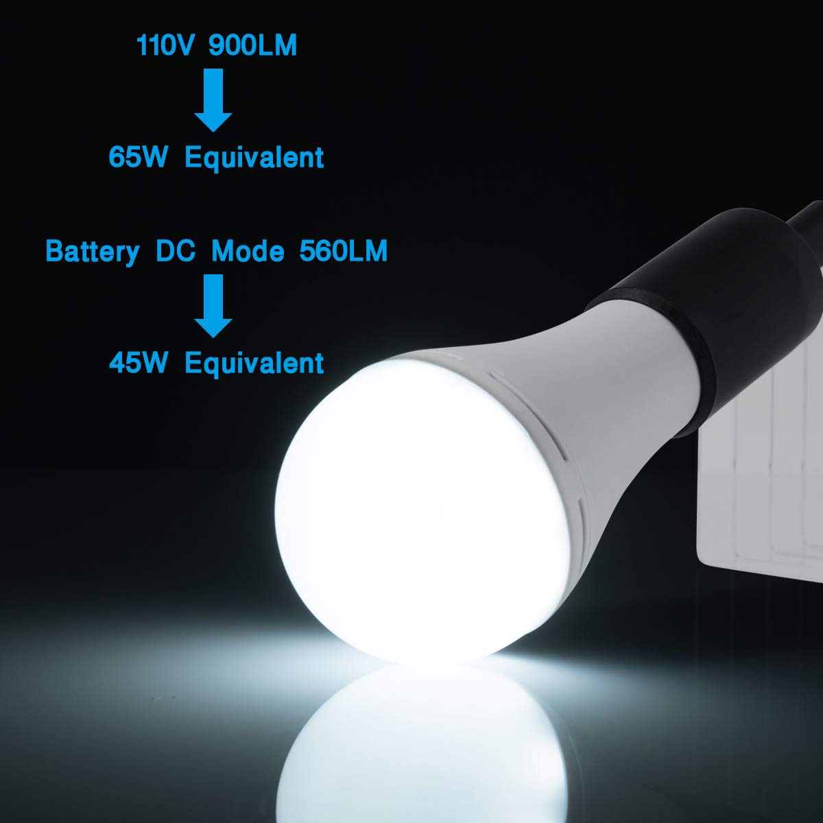 HOLDWILL 6 Pack Rechargeable Emergency LED Bulbs | 60W Equivalent, 900 lm, 6000K, E26/E27