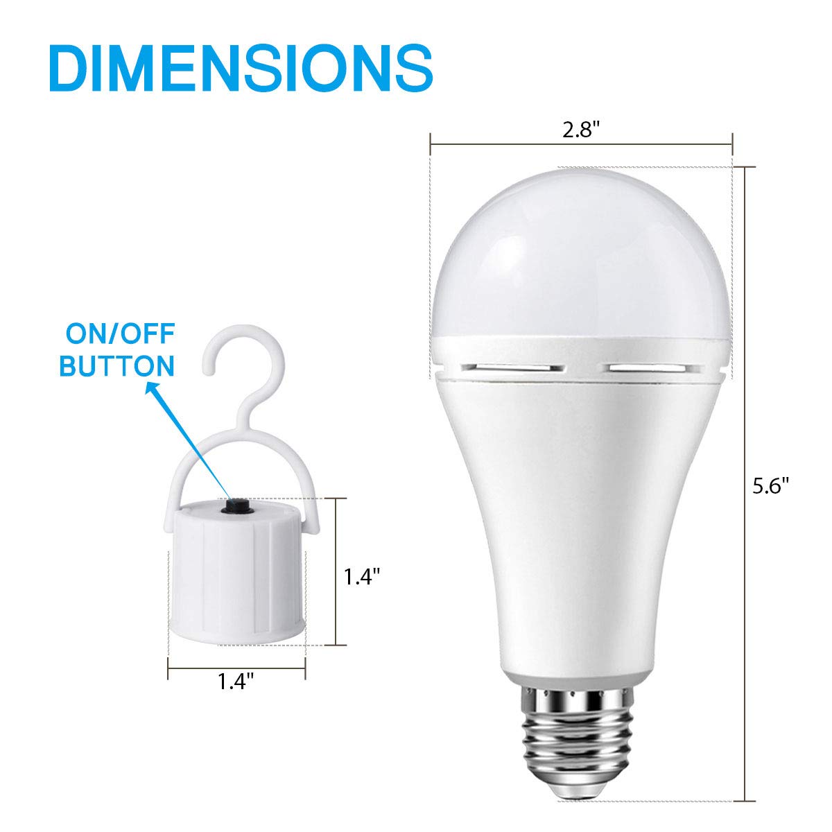 HOLDWILL 6 Pack Rechargeable Emergency LED Bulbs | 60W Equivalent, 900 lm, 6000K, E26/E27