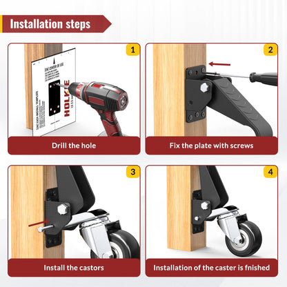 HOLKIE Retractable Casters for Workbenches – Lifting & Lowering, 900 lbs per Caster, 4 Pack, 360° Swivel