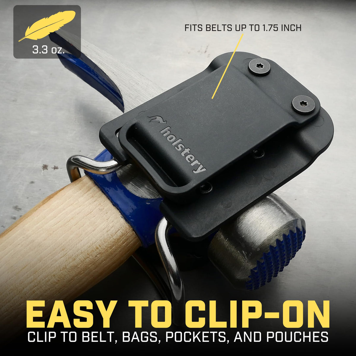 Holstery HammerMaster | Clip-On Hammer Holder Loop for Hammers, Hatchets, and Mallets