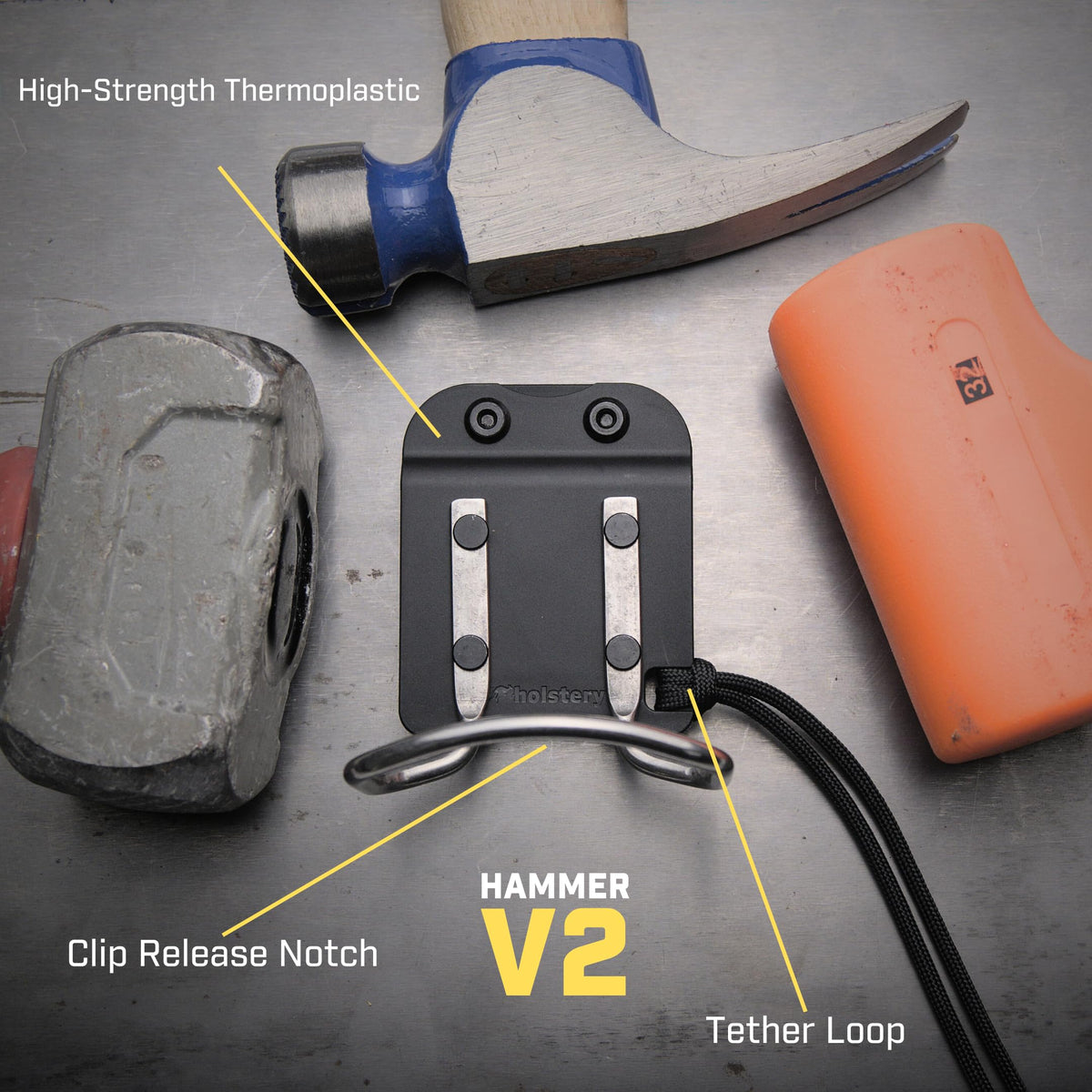 Holstery HammerMaster | Clip-On Hammer Holder Loop for Hammers, Hatchets, and Mallets