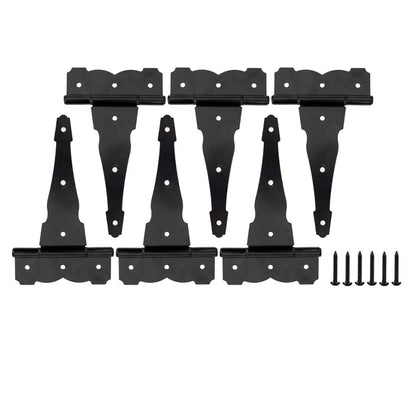 HOME MASTER HARDWARE 8in Heavy Duty Decorative Tee Hinge – 6 Pack, Black Finish