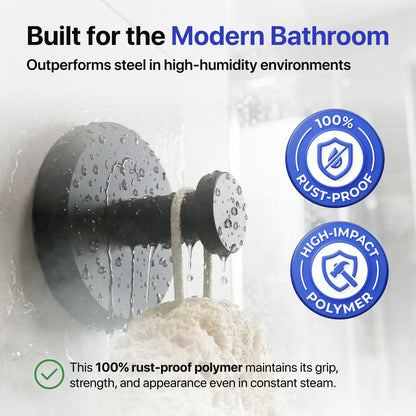 HOME SO Suction Cup Hooks 2-Pack – Shower & Bathroom Towel Holder, No-Drill Mount