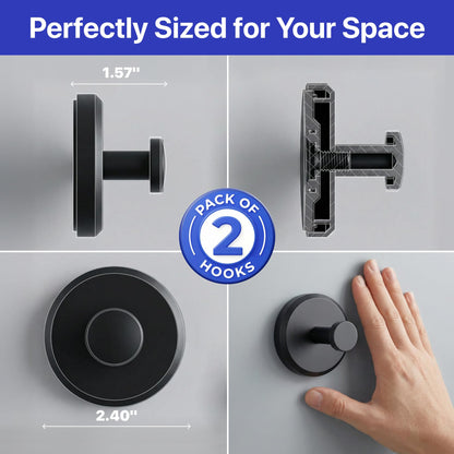 HOME SO Suction Cup Hooks 2-Pack – Shower & Bathroom Towel Holder, No-Drill Mount