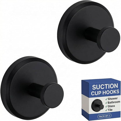 HOME SO Suction Cup Hooks 2-Pack – Shower & Bathroom Towel Holder, No-Drill Mount