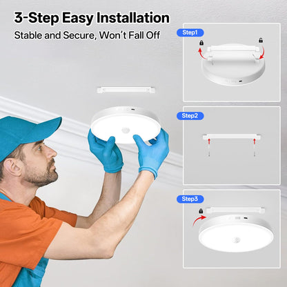 Homelist 2026 12000mAh Rechargeable Ceiling Light – Motion Sensor, Remote, 500LM, 6500K Cool White