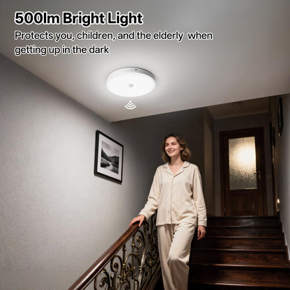 Homelist 2026 12000mAh Rechargeable Ceiling Light – Motion Sensor, Remote, 500LM, 6500K Cool White