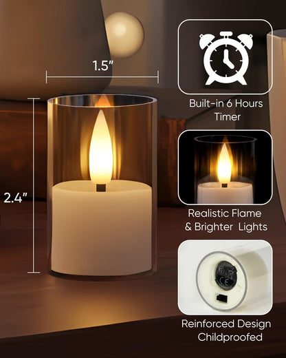 Homemory Acrylic LED Votive Candle with Auto Timer – 12 Pack Flameless Tealights