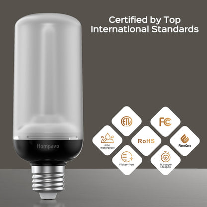 Hompavo Gen2 LED Flame Bulb - Realistic 3-Mode Flicker, IP54 Outdoor, E26 Base