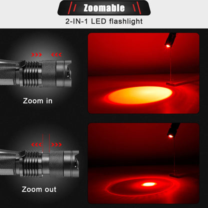 Honoson Red Light Flashlight — 1-Mode Torch with Scalable Red Lens Filter (3 Pieces)