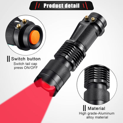 Honoson Red Light Flashlight — 1-Mode Torch with Scalable Red Lens Filter (3 Pieces)