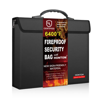 Hontom Fireproof Document Bag with 2 Pockets — 6400℉ Upgrade