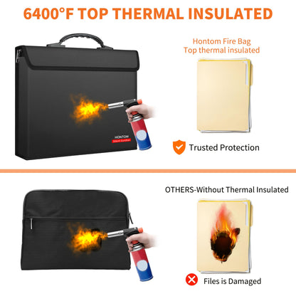 Hontom Fireproof Document Bag with 2 Pockets — 6400℉ Upgrade