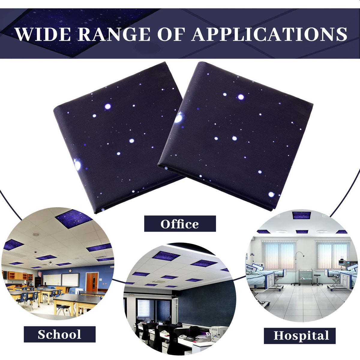 Hortsun 4-Pack 4x2 Ft Magnetic Light Filters – Starry Sky Ceiling Covers for Classrooms & Offices