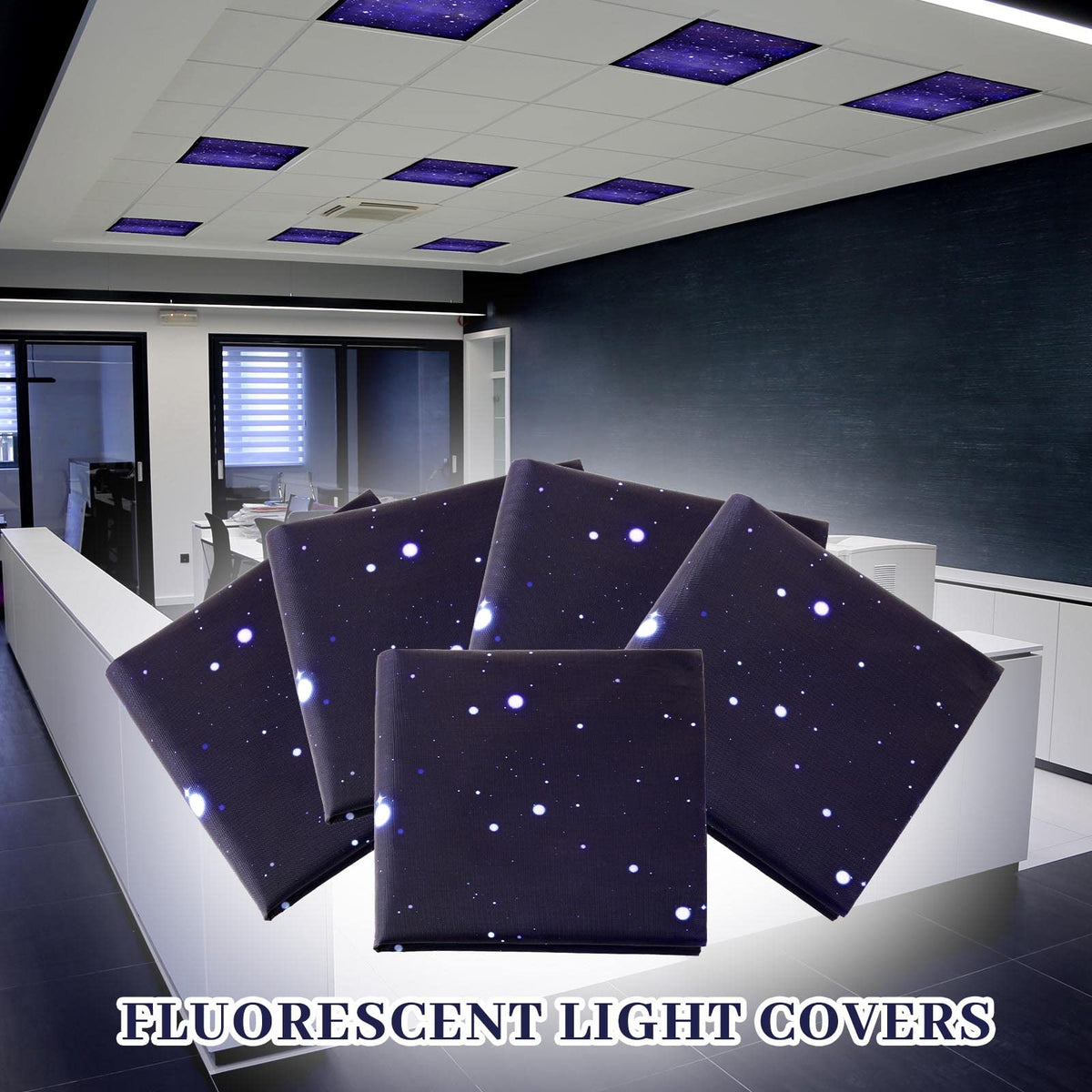 Hortsun 4-Pack 4x2 Ft Magnetic Light Filters – Starry Sky Ceiling Covers for Classrooms & Offices