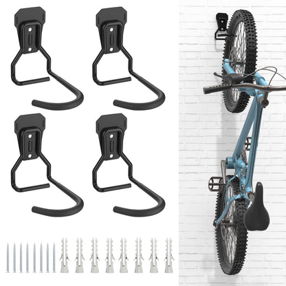 Housolution Heavy-Duty Bike Wall Mount with Fixed Hook — 4 Pack, Includes Screws, Vertical Garage Rack
