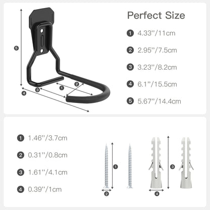 Housolution Heavy-Duty Bike Wall Mount with Fixed Hook — 4 Pack, Includes Screws, Vertical Garage Rack