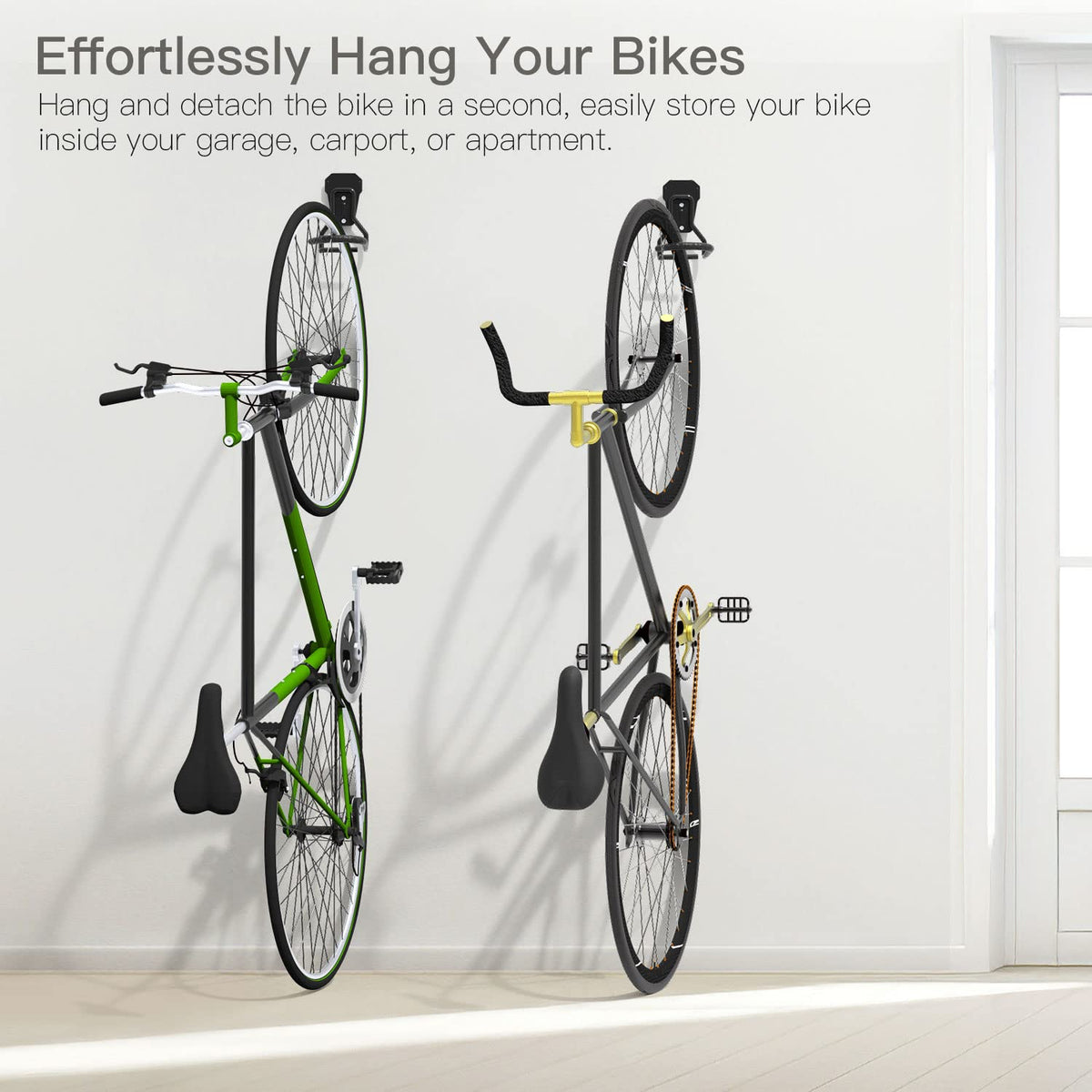Housolution Heavy-Duty Bike Wall Mount with Fixed Hook — 4 Pack, Includes Screws, Vertical Garage Rack