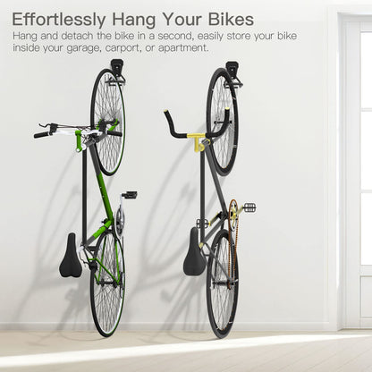 Housolution Heavy-Duty Bike Wall Mount with Fixed Hook — 4 Pack, Includes Screws, Vertical Garage Rack