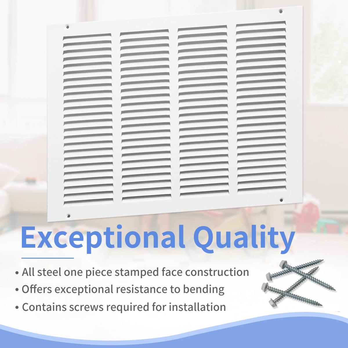Howeall 16x12 Steel Return Air Grille – Durable Ceiling or Sidewall Vent Cover